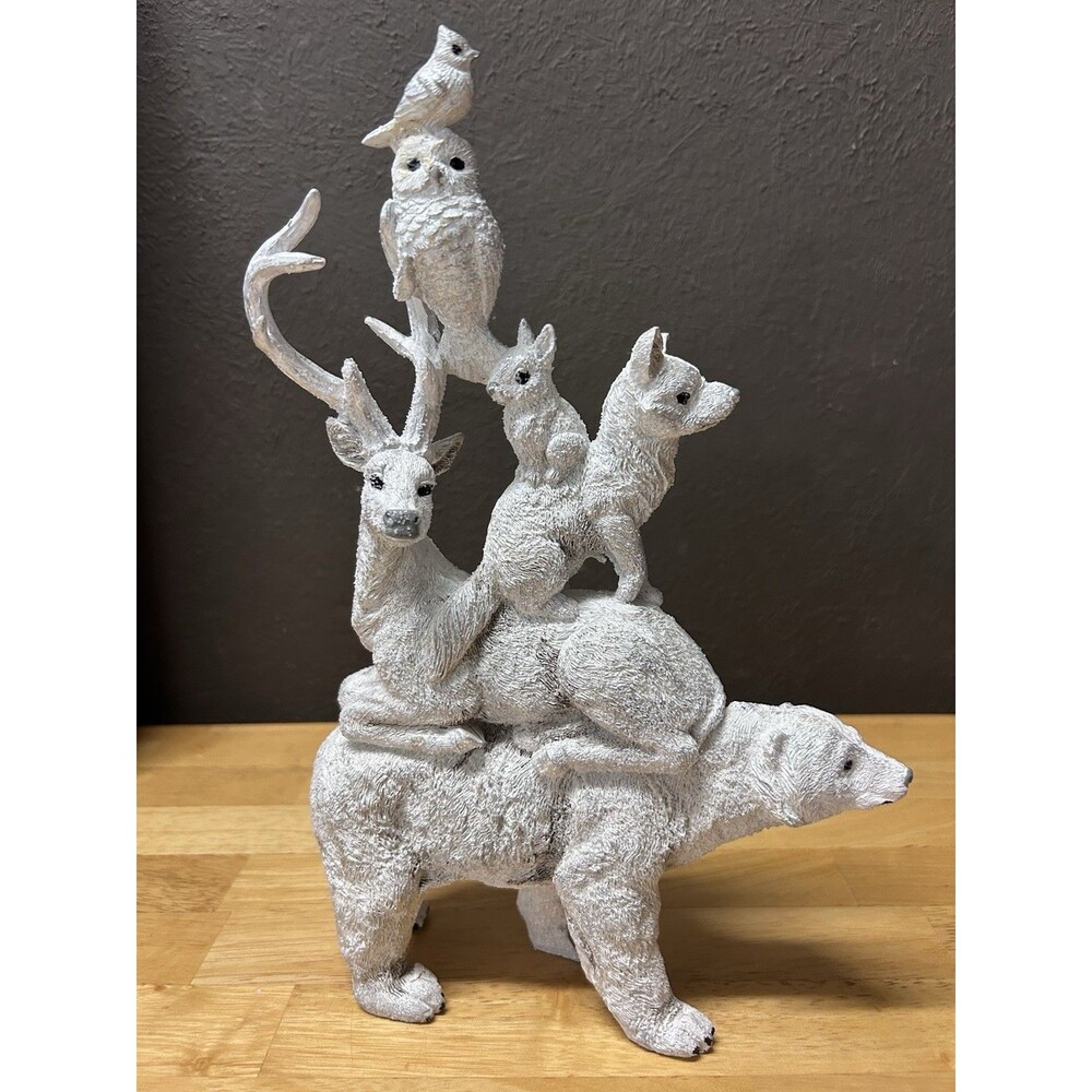 Christmas Winter Woodland Animals Figurine Polar Bear Elk Fox Bunny Owl Bird